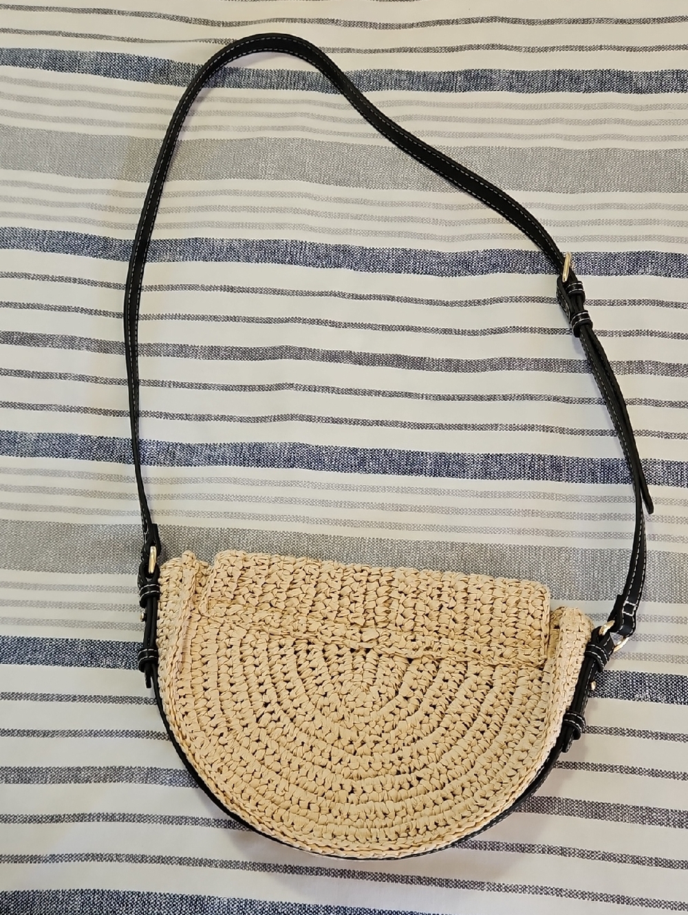 Zara Woven Straw Crossbody Bag with Black Trim - Neutral - Picture 4 of 7